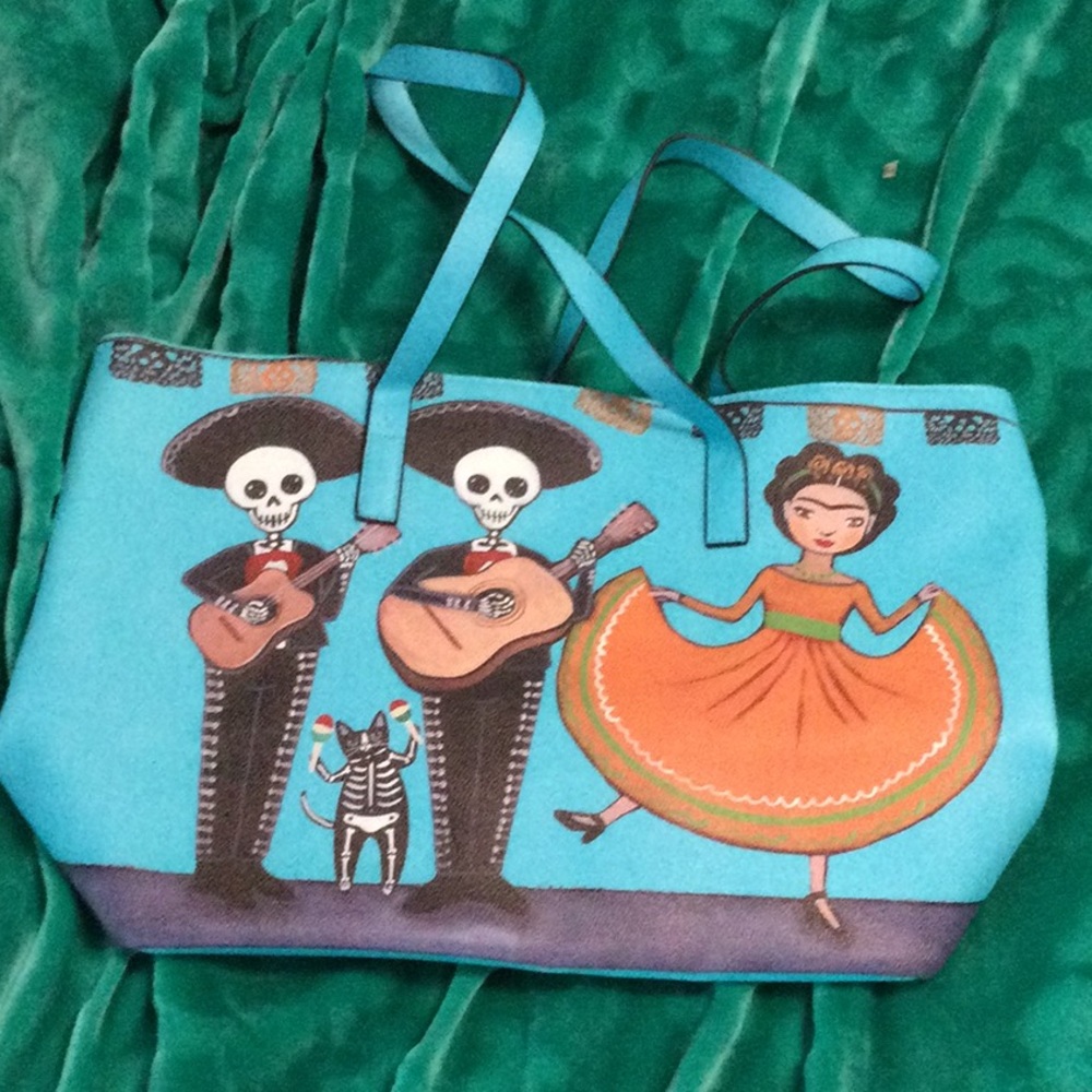 Ashley M. Artist Series Day of the Dead Bag Frida Kahlo Skeleton Mariachi Cat